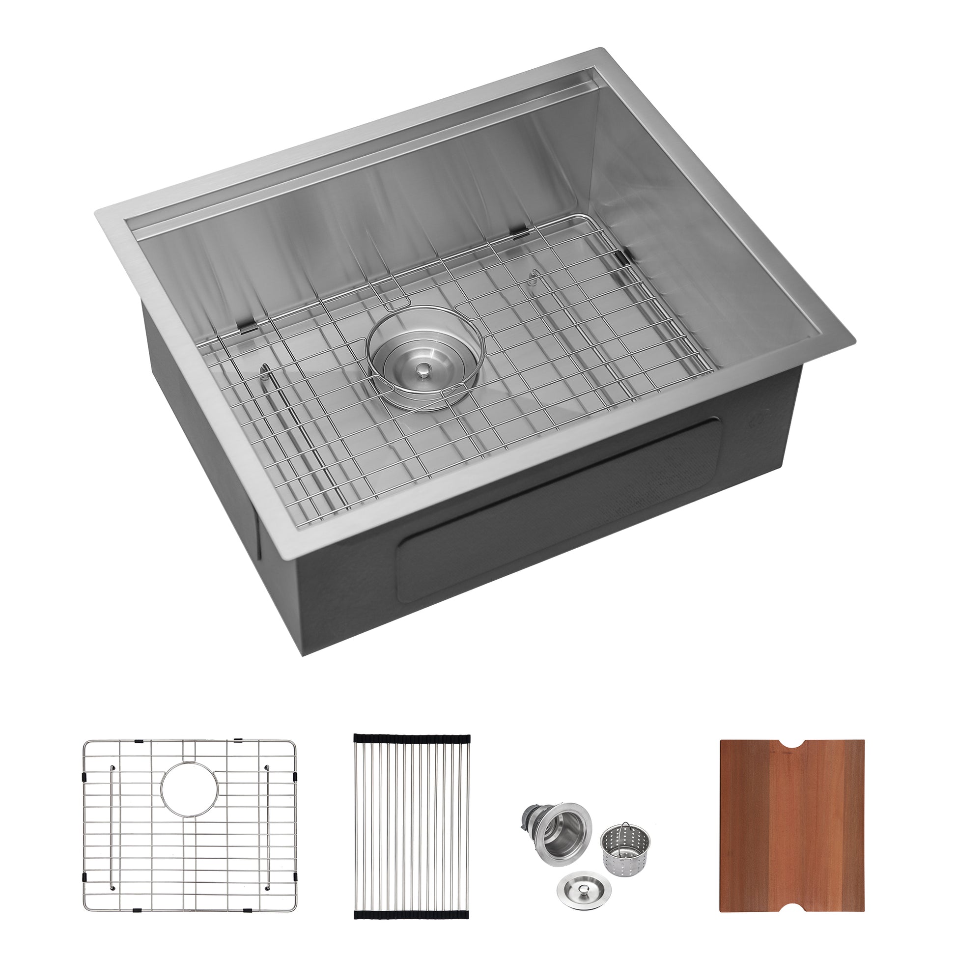 Laundry Workstation Sink 23X19X13" Undermount Laundry Sink Brushed Nickel Stainless Steel