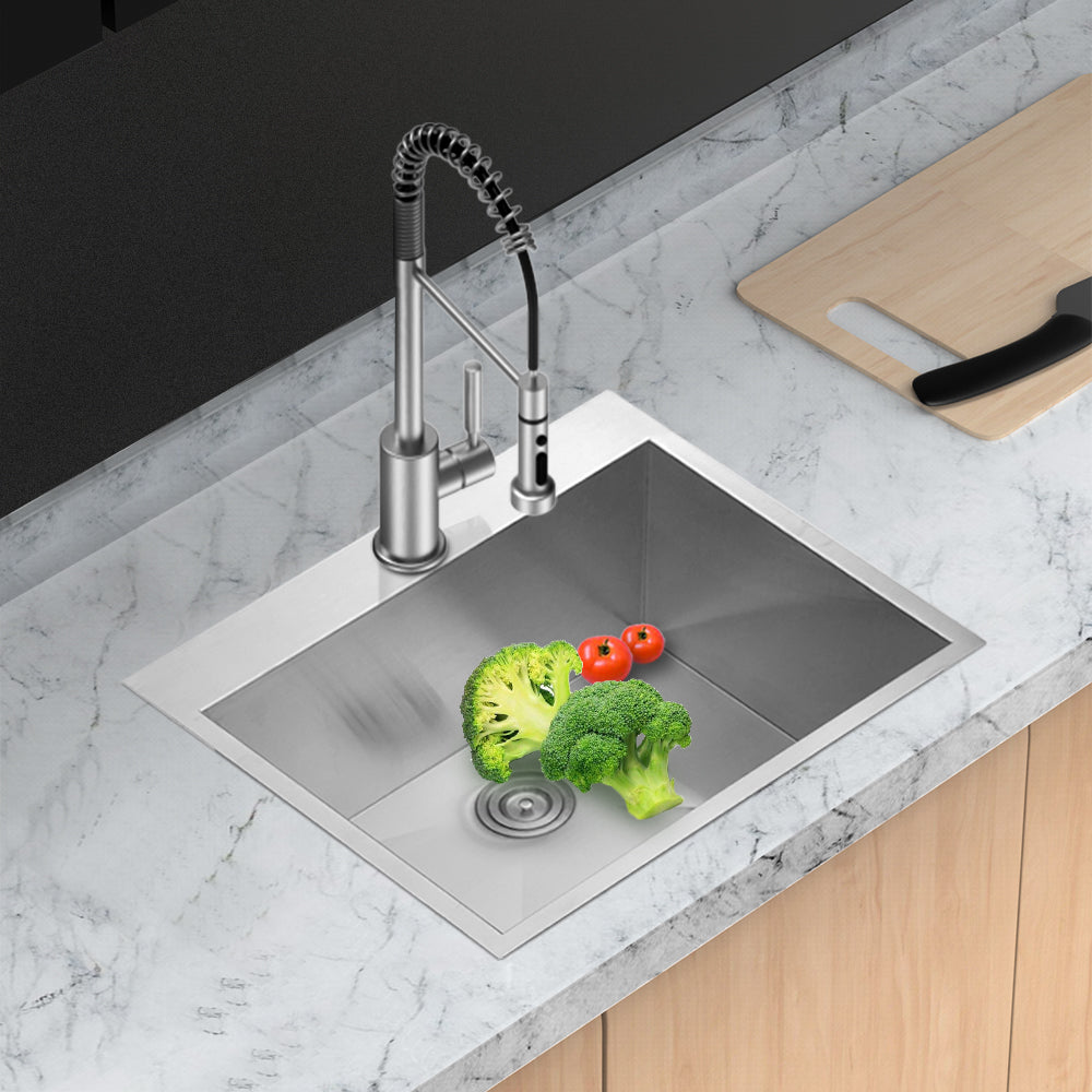 Laundry Sink 25X22X12" Drop In Laundry Sink Brushed Nickel Stainless Steel