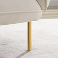 Oversized Living Room Accent Velveta Armchair Upholstered Single Sofa Chair, Comfy Fabric Armchair With Metal Leg For Bedroom Living Room Apartment, Beige Beige Velvet