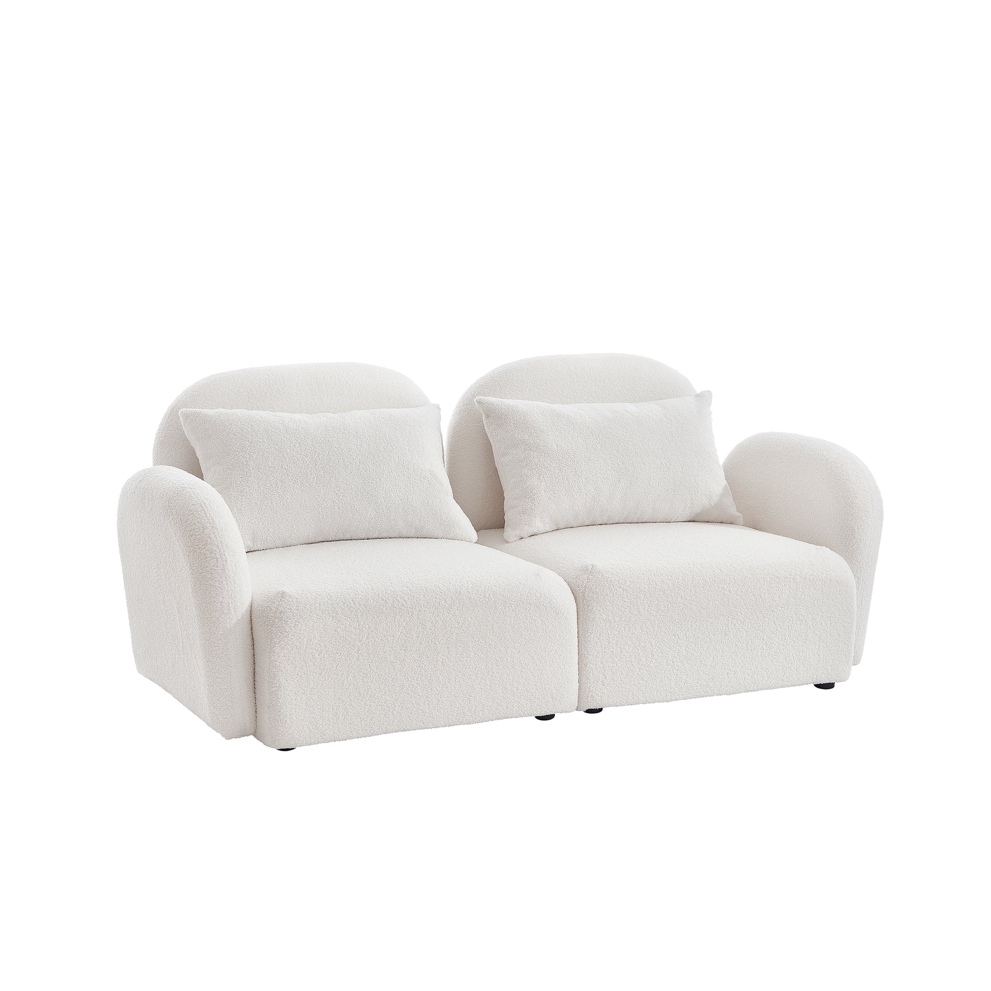 Living Room Furniture Lazy Sofa Loveseat Teddy Fabric White White Foam Teddy