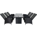 7 Piece Outdoor Patio Wicker Dining Set Patio With Adjustable Backrest Black Wicker Dark Grey Cushion Yes Dining Set Black Rust Resistant Frame Mildew Resistant Cushion Garden & Outdoor Modern Complete Patio Sets Fiber Foam Pads Pe Rattan Iron Waterproof