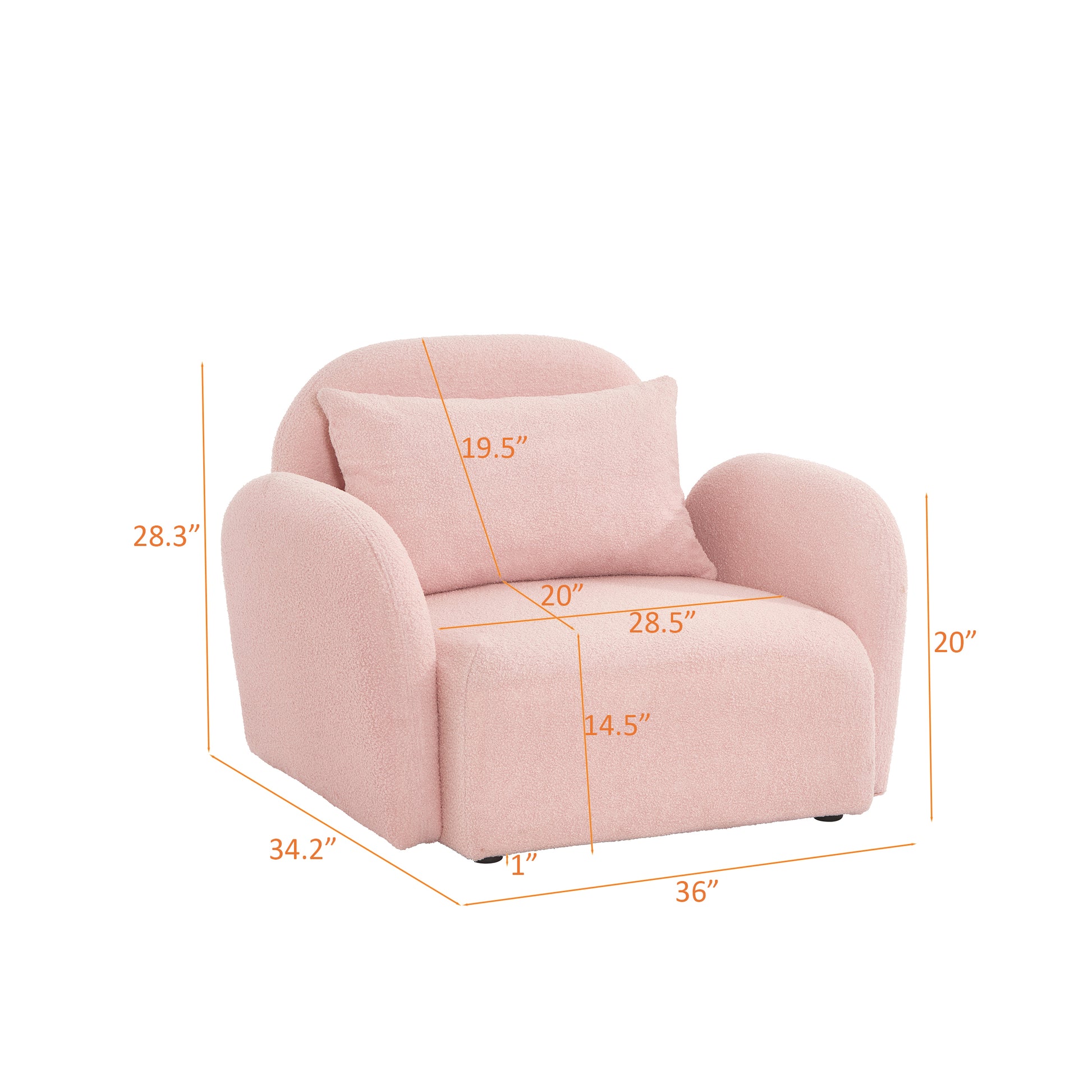 Living Room Furniture Lazy Sofa Chair Teddy Fabric Pink Pink Foam Teddy