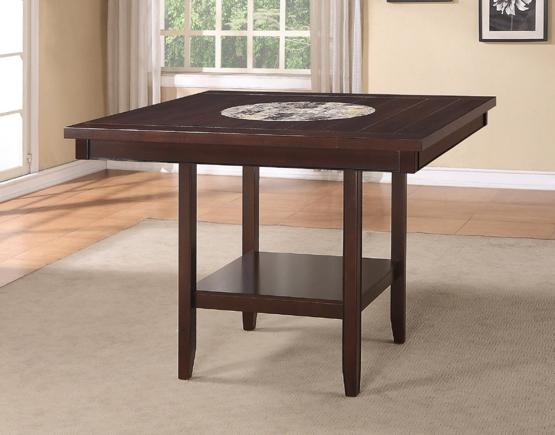 1Pc Contemporary Transitional Counter Height Dining Table With 20 Inch Lazy Susan Rich Dark Brown Finish Wooden Wood Veneers Solid Wood Dining Room Furniture Dark Brown Dining Room Contemporary,Farmhouse,Transitional Square Wood