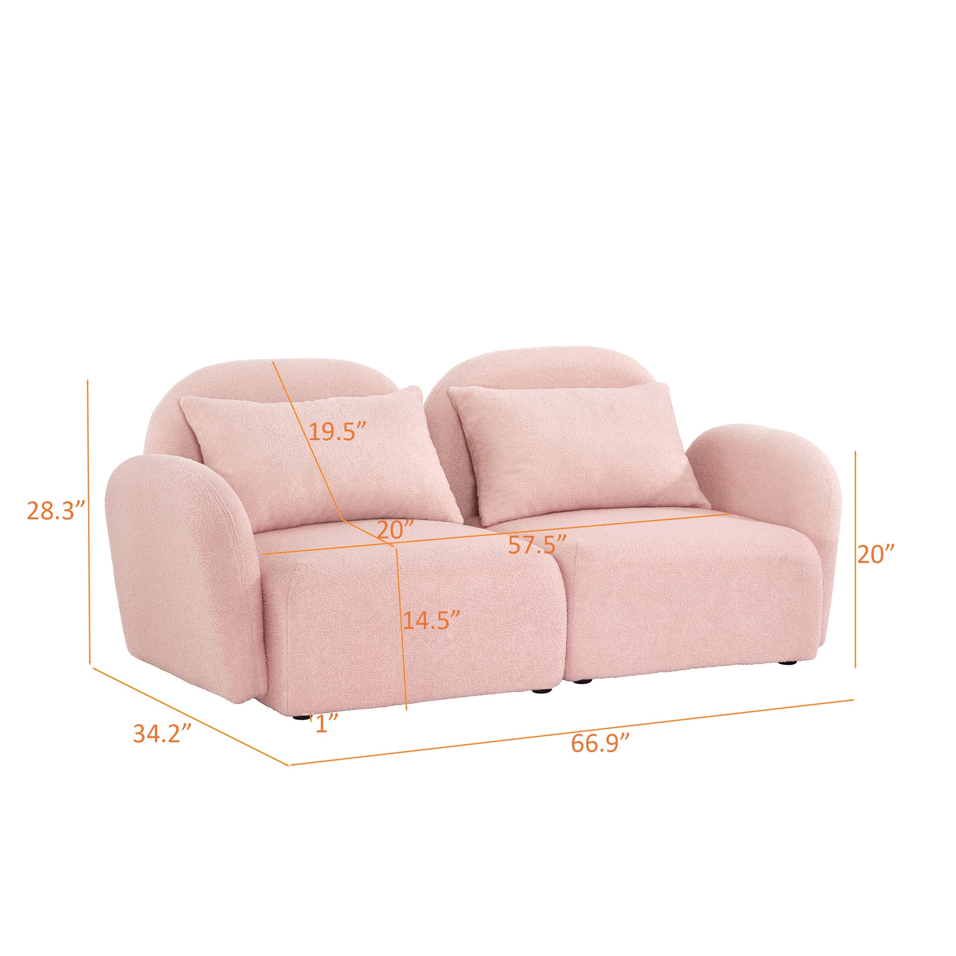 Living Room Furniture Lazy Sofa Loveseat Teddy Fabric Pink Pink Foam Teddy