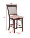 5Pc Dining Set Contemporary Farmhouse Style Counter Height W 20 Inch Lazy Susan Gray Finish Fabric Upholstered Chairs Wooden Wood Veneers Solid Wood Dining Room Furniture Upholstered Chair Wood Gray Seats 4 Wood Dining Room