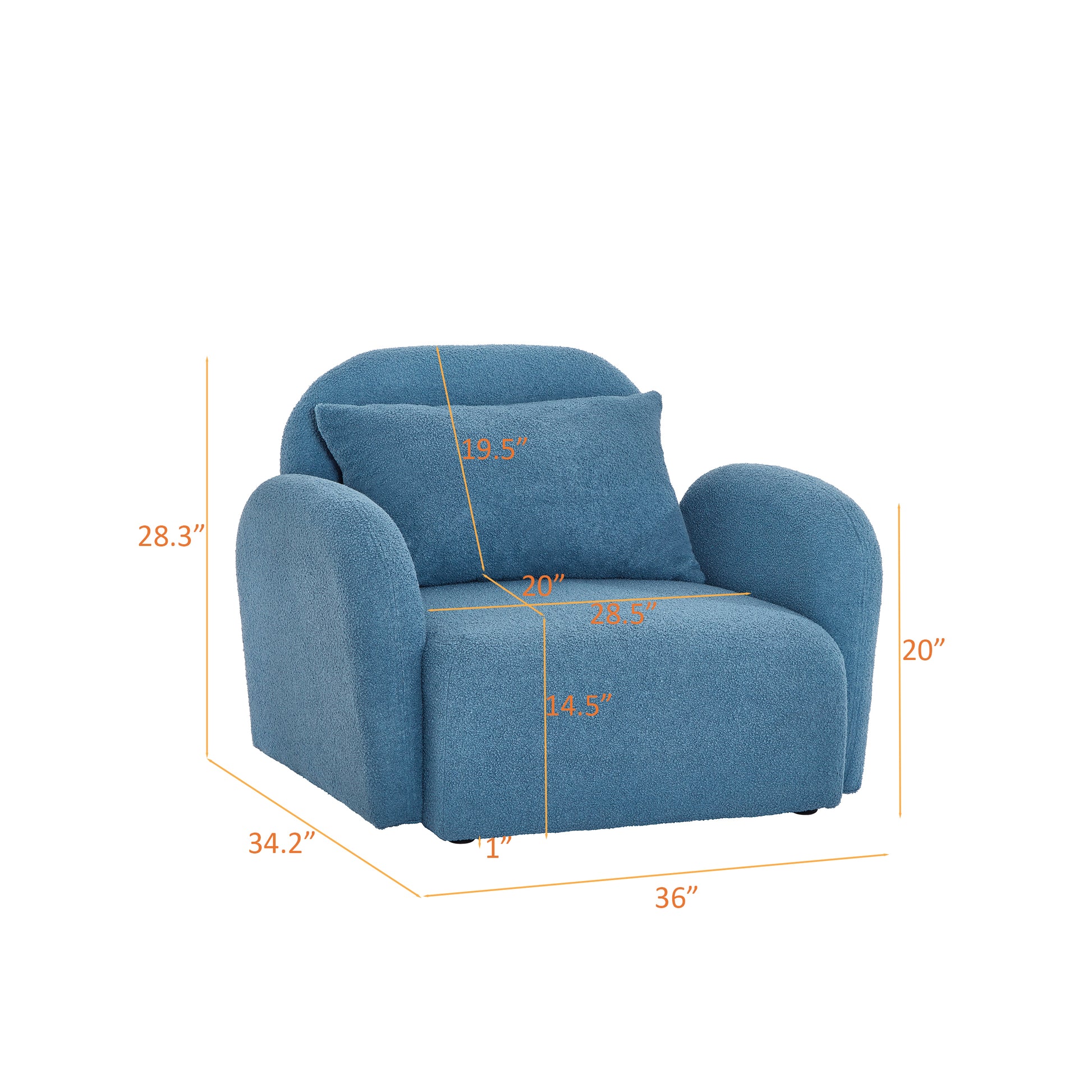 Living Room Furniture Lazy Sofa Chair Teddy Fabric Blue Blue Foam Teddy