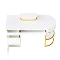 60''Modern Executive Desk,White Curved Computer Desk With Gold Metal Legs,3 Drawers Home Office Desk,Writing Desk With 1 Storage Cabinet For Home Office,Living Room,Gold White Gold White Mdf