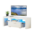 Fashiontvstandtvcabinet,Entertainmentcenter,Tvstationtv Console,Media Console,With Ledlight Belt,Light Belt Remote Control,Toughenedglassshelf,Metal Handle,Canbeplaced In The Living Room,Bedroom,White White Primary Living Space 50 59 Inches 50 59 Inches