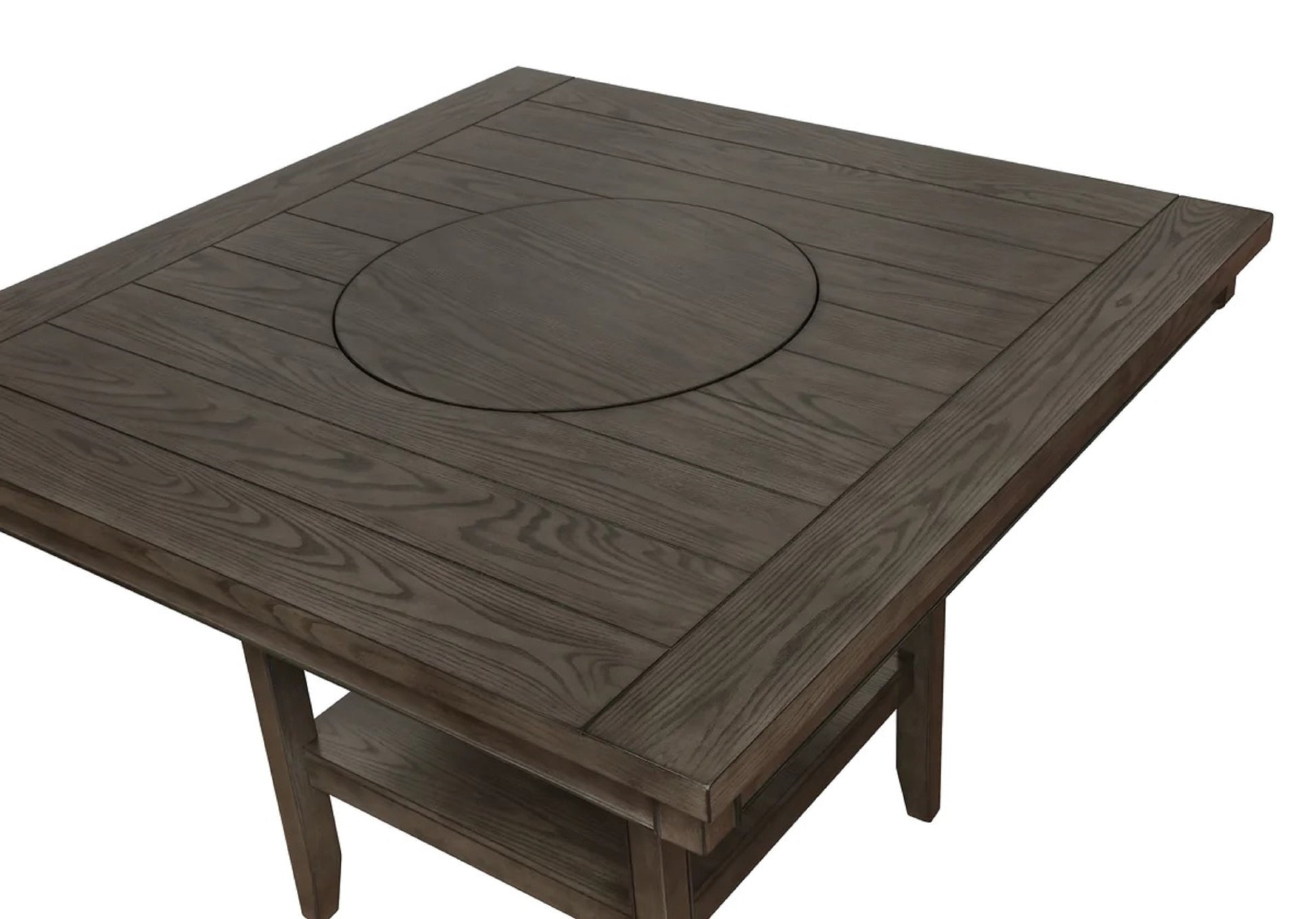 5Pc Dining Set Contemporary Farmhouse Style Counter Height W 20 Inch Lazy Susan Gray Finish Fabric Upholstered Chairs Wooden Wood Veneers Solid Wood Dining Room Furniture Upholstered Chair Wood Gray Seats 4 Wood Dining Room