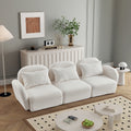 Living Room Furniture Three Seat Lazy Sofa Teddy Fabric White White Foam Teddy