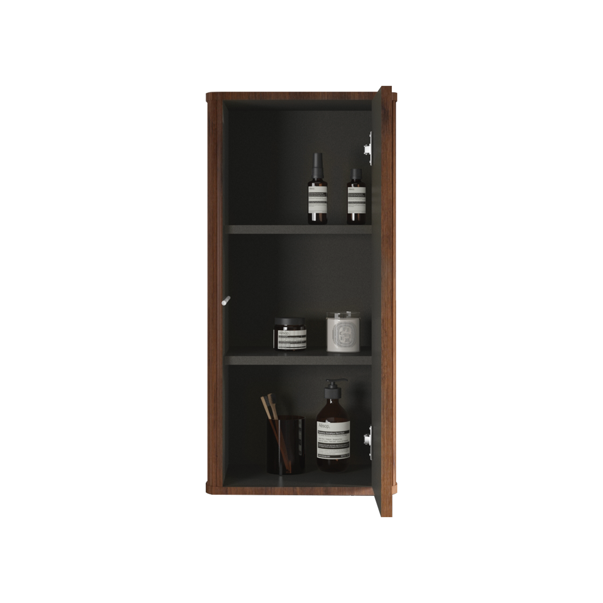 Cc0414S305 Striped Walnut Bathroom Floating Side Cabinet, Wall Mounted Storage Cabinet For Small Spaces, Pre Assembled Walnut Engineered Wood