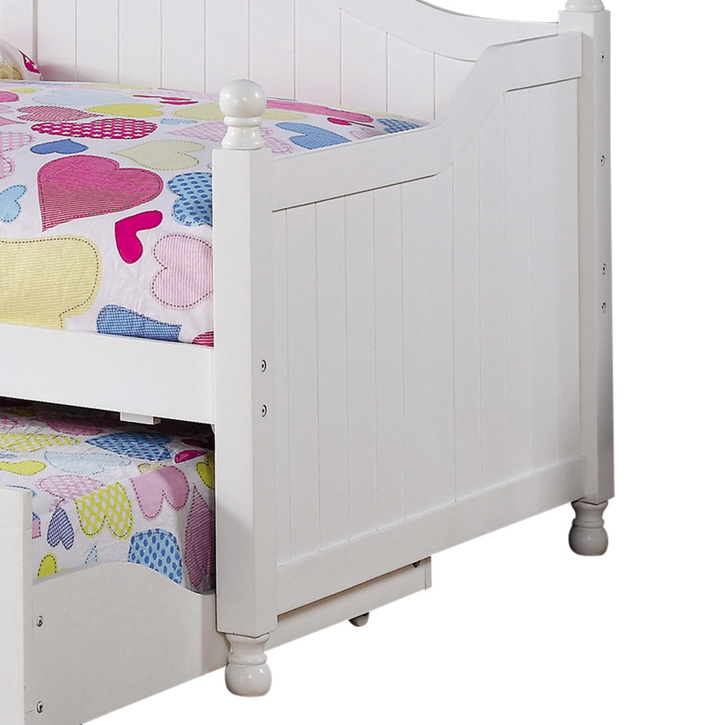 White Twin Daybed With Trundle Box Spring Not Required Twin White Wood White Bedroom Transitional Pine Wood