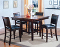 5Pc Dining Set Contemporary Farmhouse Style Counter Height W 20 Inch Lazy Susan Dark Brown Espresso Finish Faux Leather Upholstered Chairs Wooden Wood Veneers Solid Wood Dining Room Furniture Upholstered Chair Wood Dark Brown Seats 4 Wood Dining Room