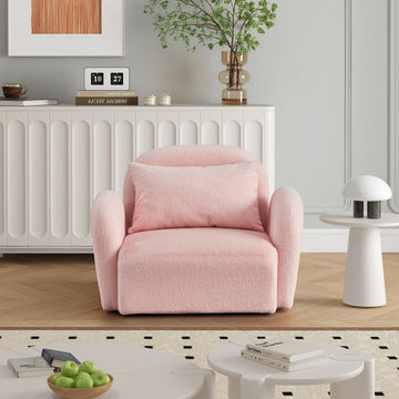 Living Room Furniture Lazy Sofa Chair Teddy Fabric Pink Pink Foam Teddy