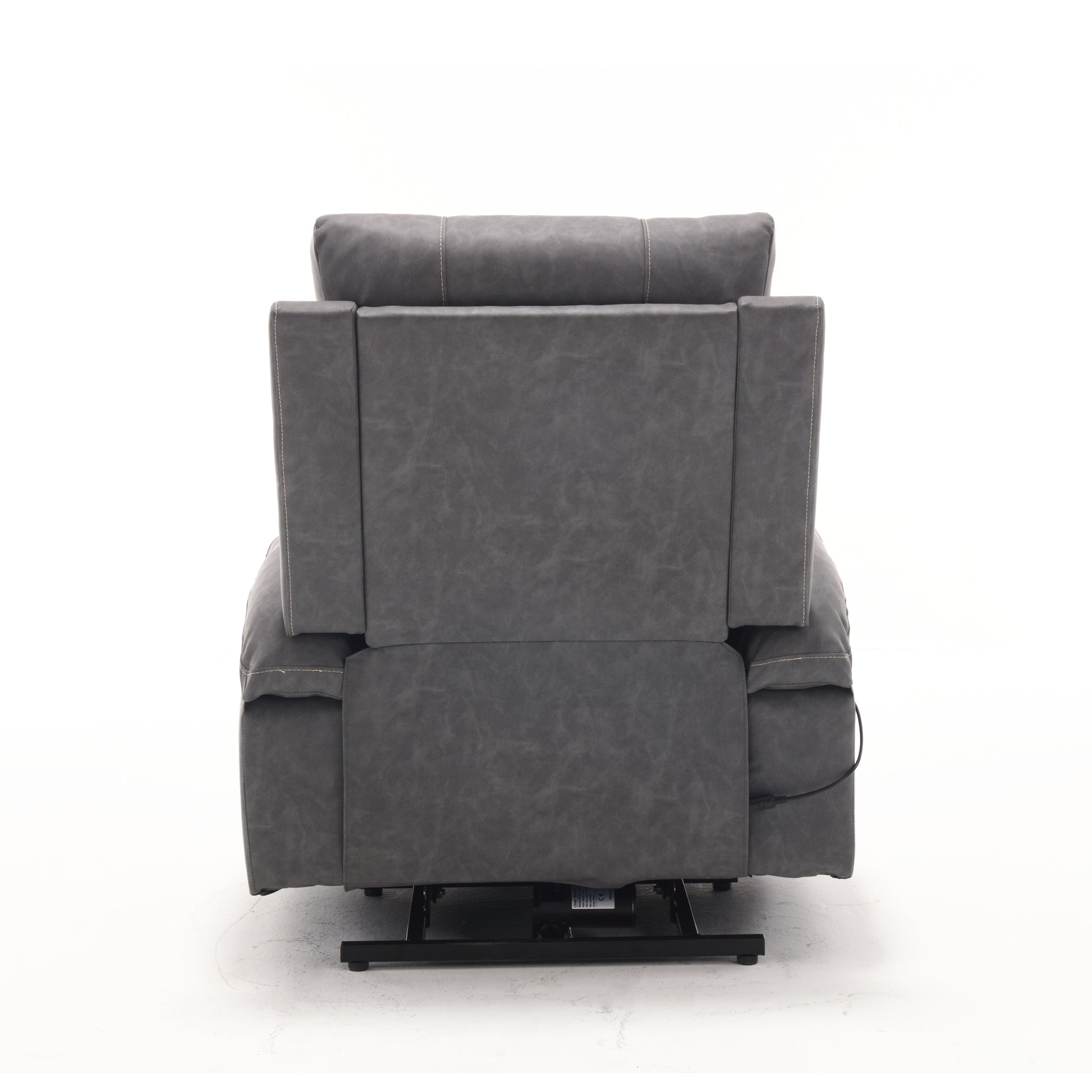 21"Seat Width,Large Size Electric Power Lift Recliner Chair Sofa For Elderly, 8 Point Vibration Massage And Lumber Heat, Remote Control, Side Pockets And Cup Holders, Cozy Fabric, Overstuffed Arm Pu Gray Pu