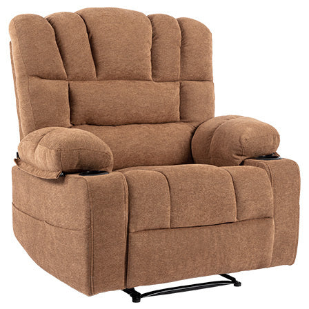 Massage Recliner Chair Sofa With Heating Vibration Brown Chenille Manual Handle Metal Primary Living Space Soft Cushion Back American Design,American Traditional,Classic,Minimalist,Modern Pillow Top Arms Foam Wood Metal