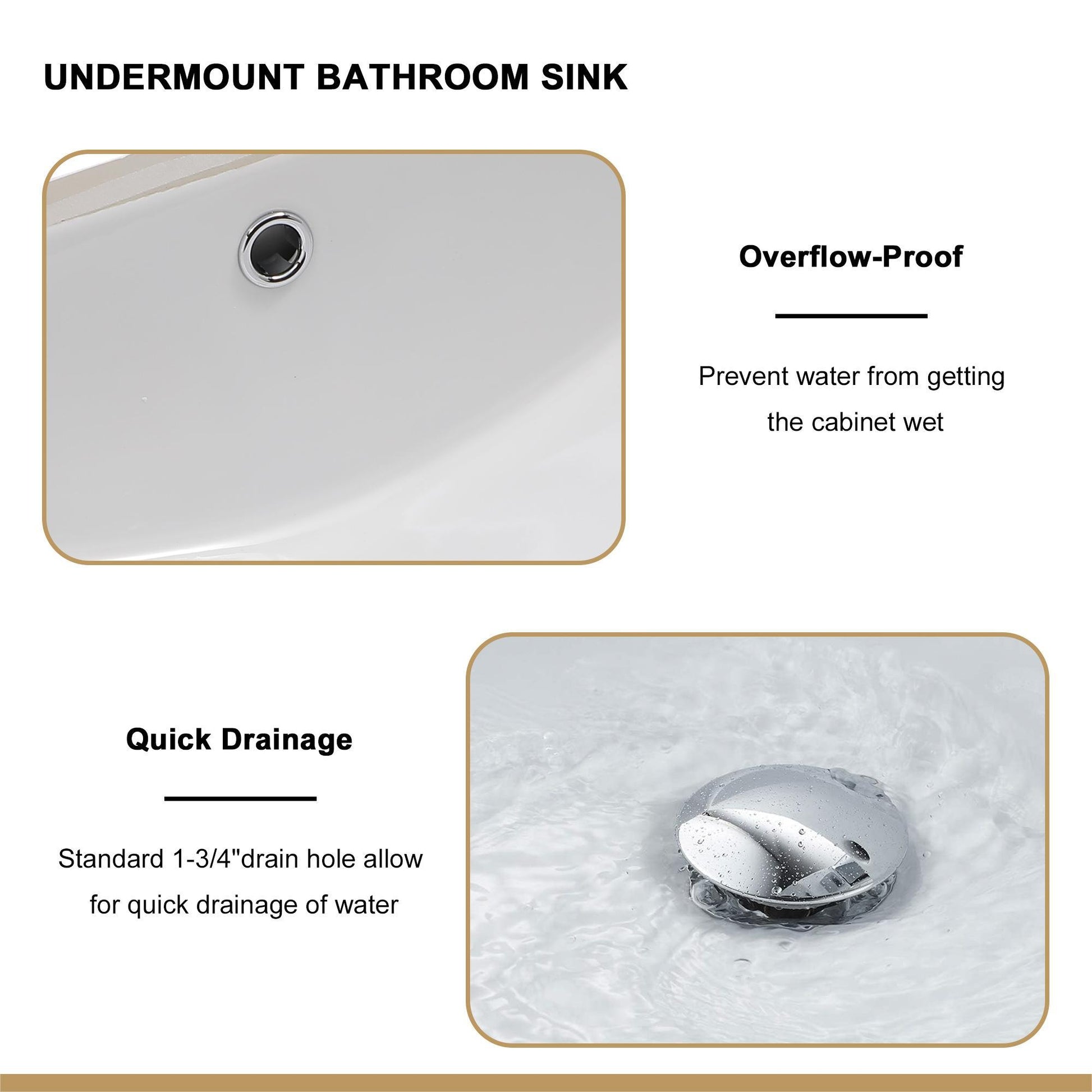 18.5"X13.5" White Ceramic Rectangular Undermount Bathroom Sink With Overflow White Ceramic