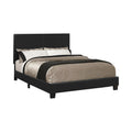 Black Upholstered Full Platform Bed Box Spring Not Required Full Black Wood Bedroom Transitional Rubberwood Faux Leather Upholstered