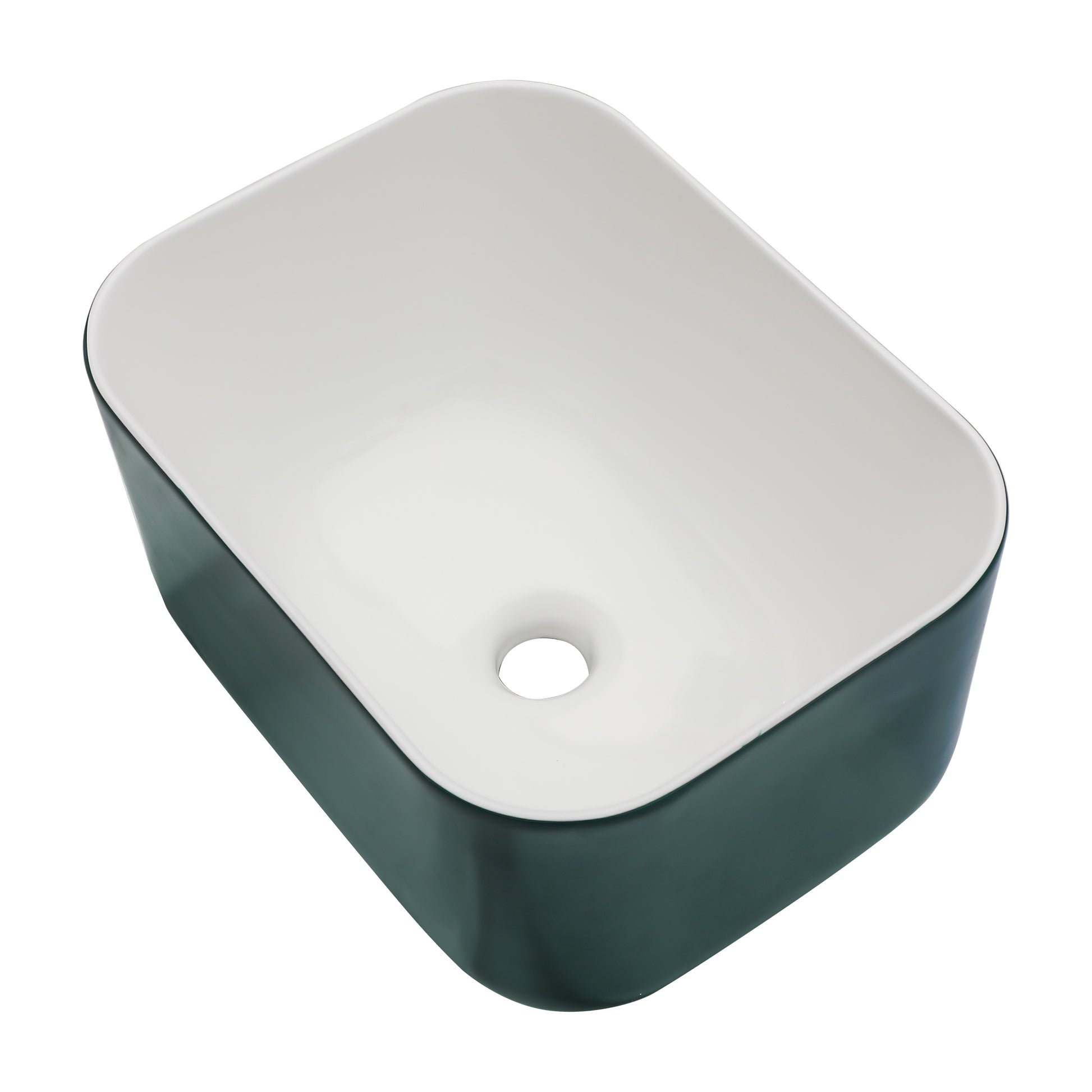 16X12 Inch Ceramic Square Vessel Bathroom Sink Green Ceramic