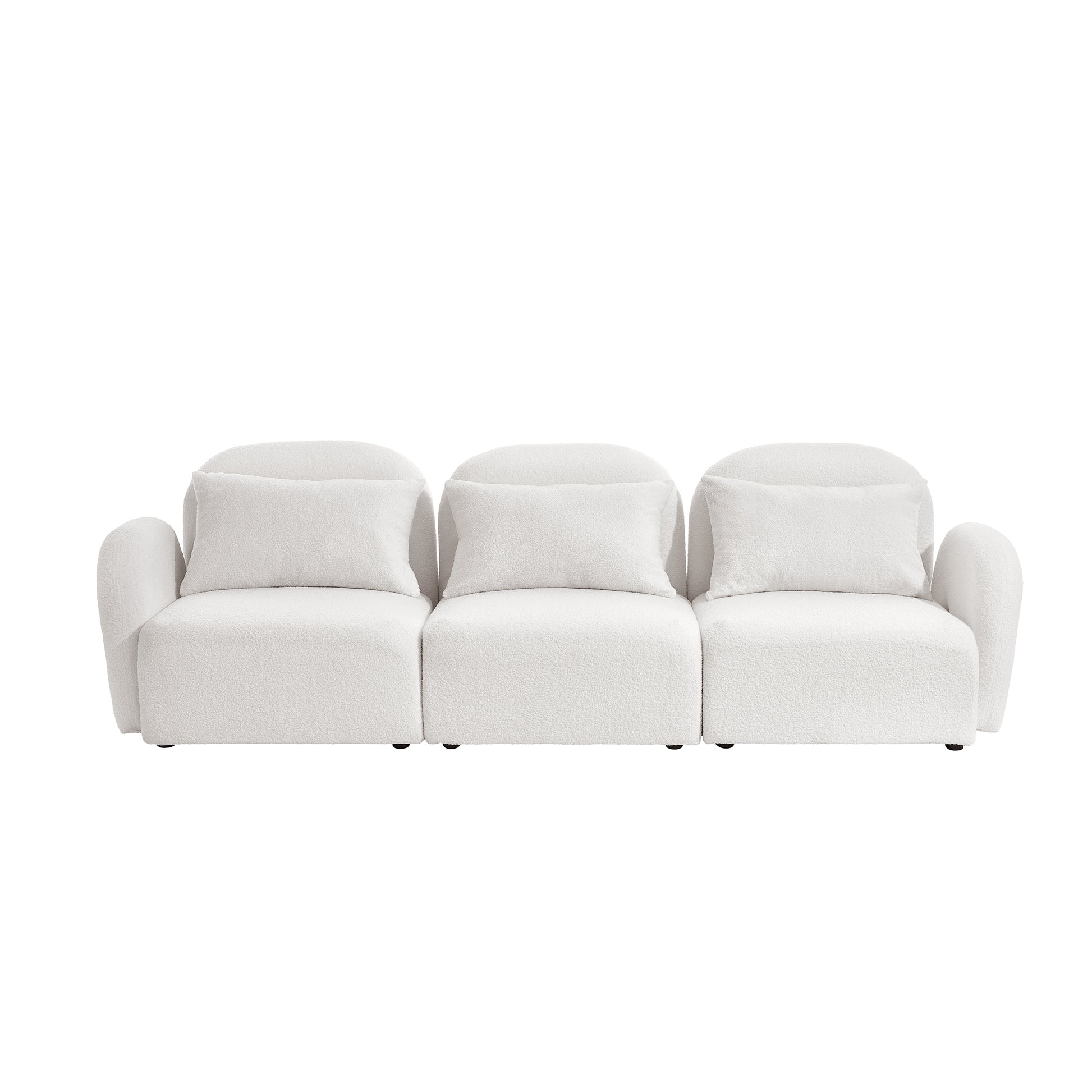 Living Room Furniture Three Seat Lazy Sofa Teddy Fabric White White Foam Teddy