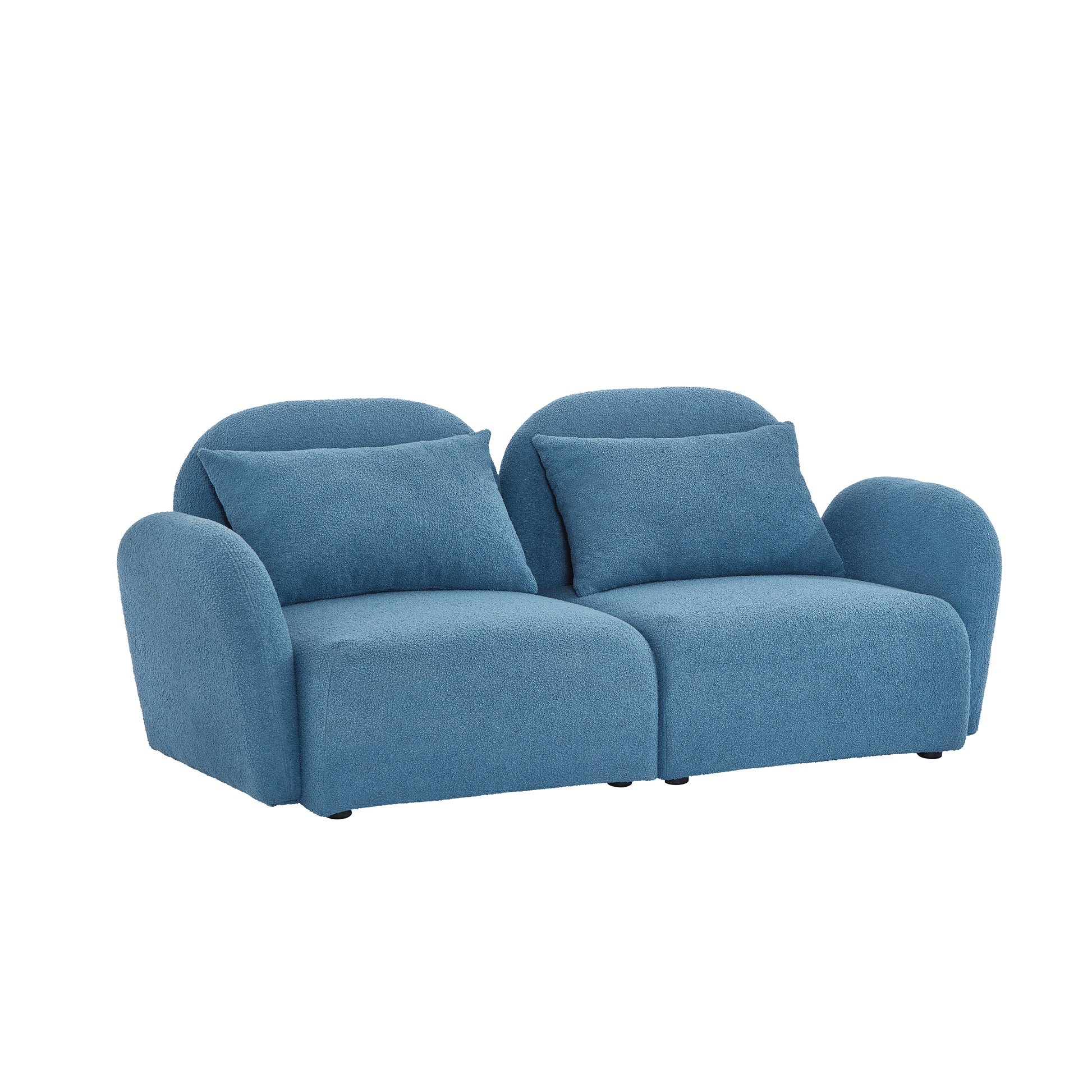 Living Room Furniture Lazy Sofa Loveseat Teddy Fabric Blue Blue Foam Teddy