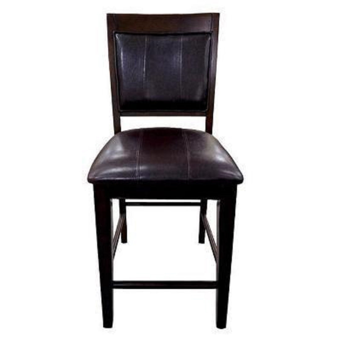 Farmhouse Style 2Pc Dark Brown Espresso Pu Counter Height Chair Bar Stool Footrest Faux Leather Fabric Upholstered Back Seat Wooden Furniture Espresso Dining Room Contemporary,Farmhouse Dining Chairs Wood