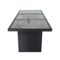 7 Piece Outdoor Patio Wicker Dining Set Patio With Adjustable Backrest Black Wicker Dark Grey Cushion Yes Dining Set Black Rust Resistant Frame Mildew Resistant Cushion Garden & Outdoor Modern Complete Patio Sets Fiber Foam Pads Pe Rattan Iron Waterproof