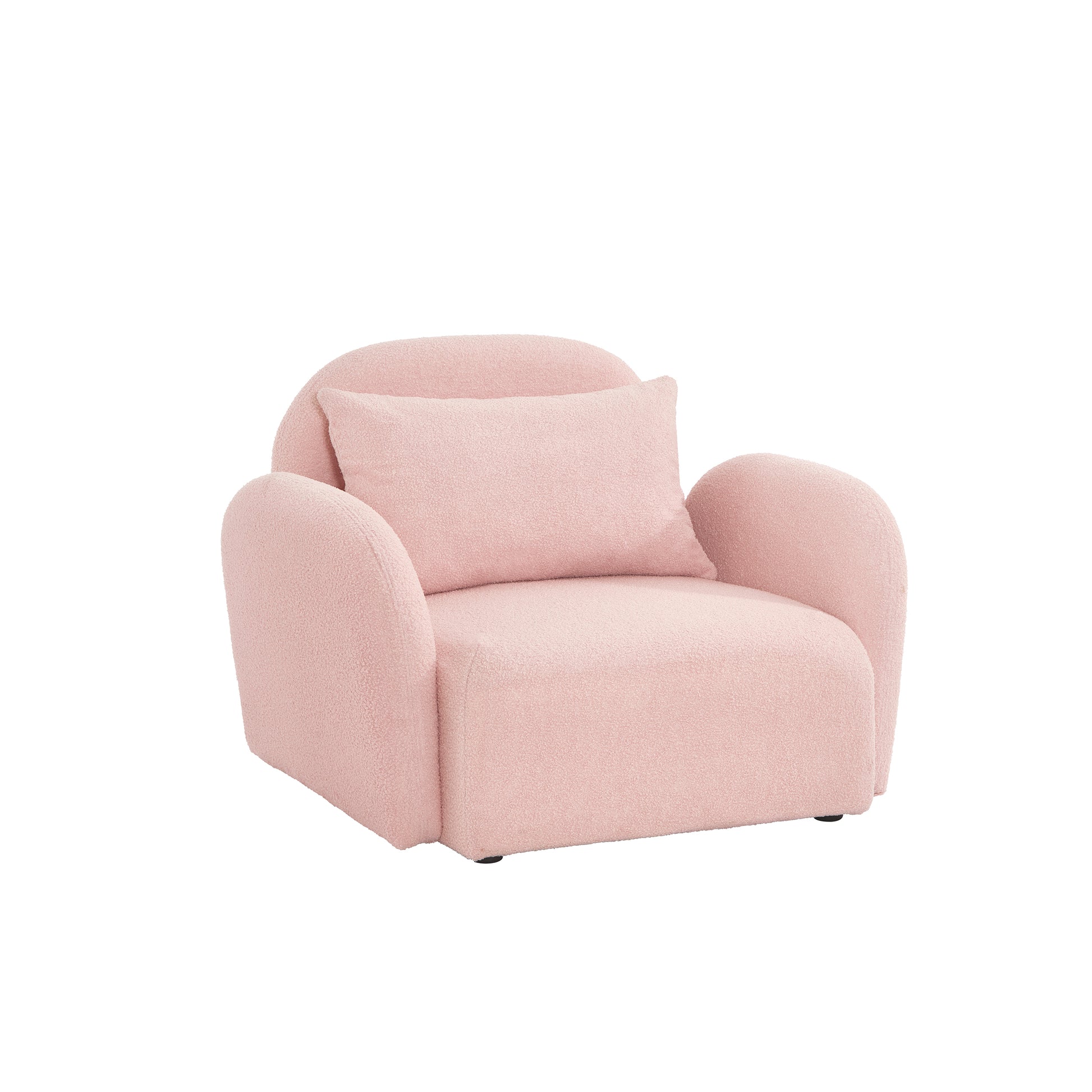 Living Room Furniture Lazy Sofa Chair Teddy Fabric Pink Pink Foam Teddy