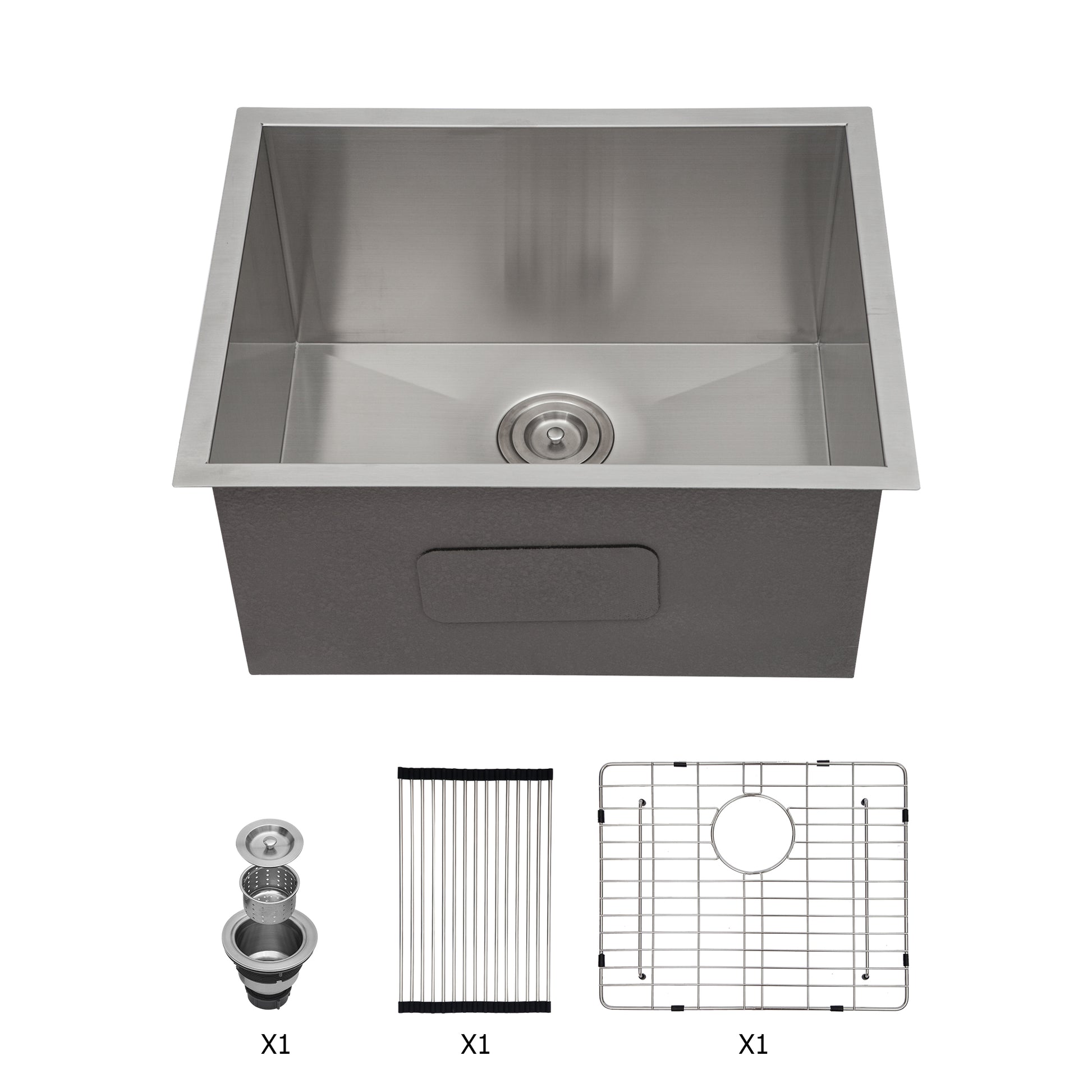 Laundry Sink 23X18X12" Undermount Laundry Sink Brushed Nickel Stainless Steel