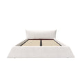 King Size Upholstered Platform Bed With Special Shaped Velvet Headboard, Metal & Solid Wood Frame,Cream Box Spring Not Required King Cream Pine Velvet Velvet