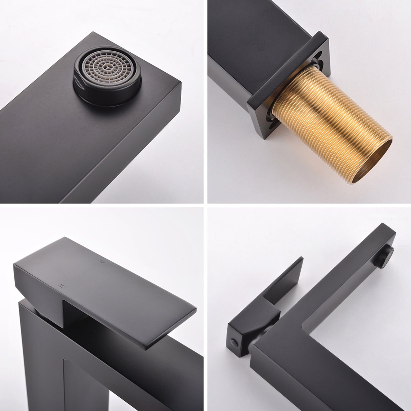 Matte Black Bathroom Faucet Single Handle Tall Vessel Sink Faucet Vanity Bathroom Faucet Basin Mixer Tap Bathroom Handleless Geometric One Black Side Sprayer Deck Mounted Cartridge Valve Single Hole Faucets Matte Black Classic 1 Hole Faucets Ceramic