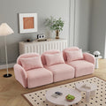 Living Room Furniture Three Seat Lazy Sofa Teddy Fabric Pink Pink Foam Teddy