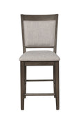 5Pc Dining Set Contemporary Farmhouse Style Counter Height W 20 Inch Lazy Susan Gray Finish Fabric Upholstered Chairs Wooden Wood Veneers Solid Wood Dining Room Furniture Upholstered Chair Wood Gray Seats 4 Wood Dining Room