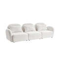 Living Room Furniture Three Seat Lazy Sofa Teddy Fabric White White Foam Teddy