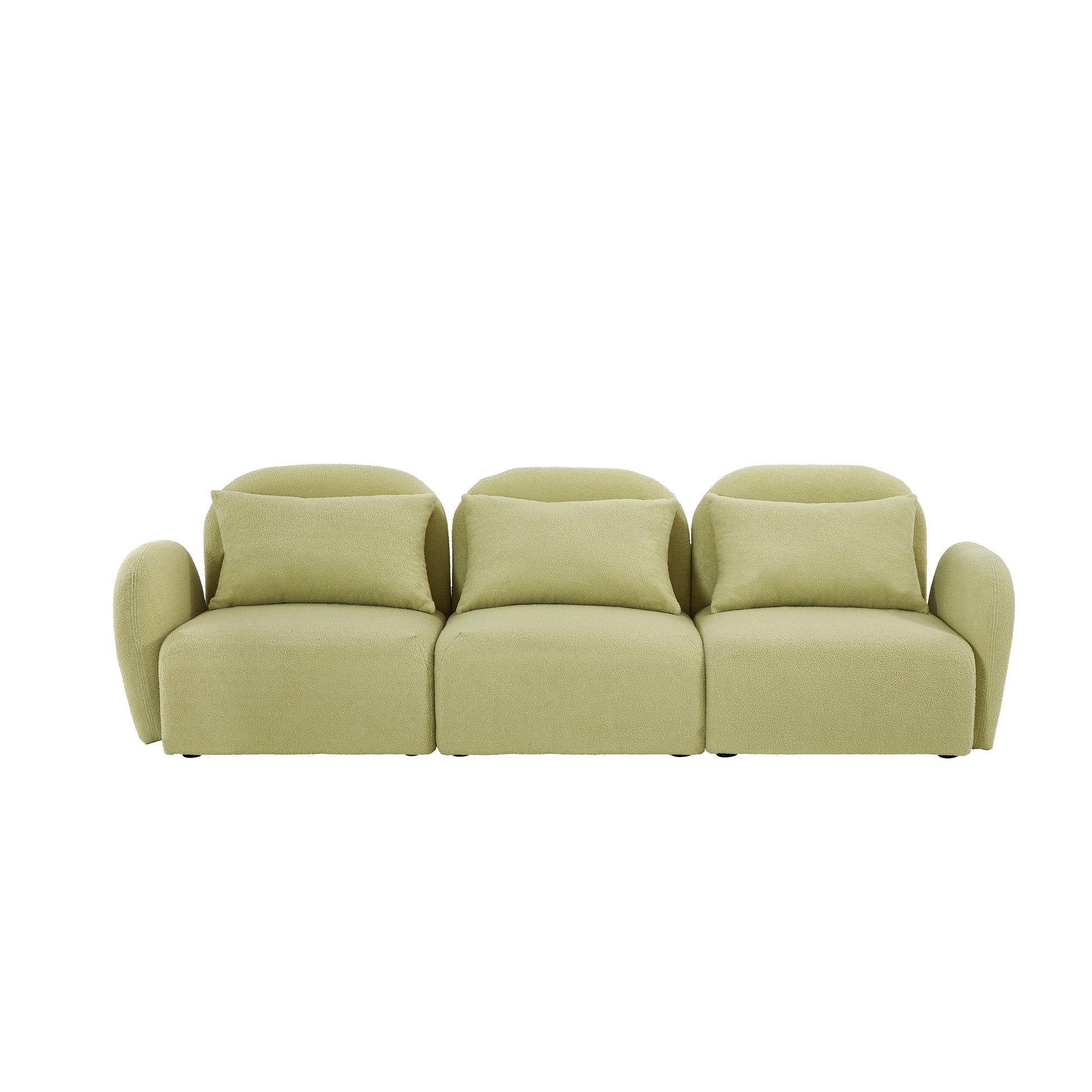 Living Room Furniture Three Seat Lazy Sofa Teddy Fabric Light Green Light Green Foam Teddy