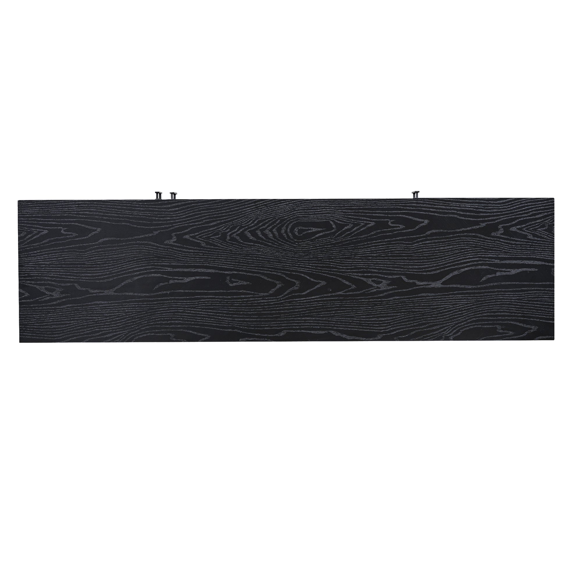 4 Door Retro Sideboard With Adjustable Shelves, Two Large Cabinet With Long Handle, For Living Room And Dining Room Black Black Mdf