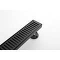 24 Inches Linear Shower Drain, Included Hair Strainer And Leveling Feet Matt Black Stainless Steel