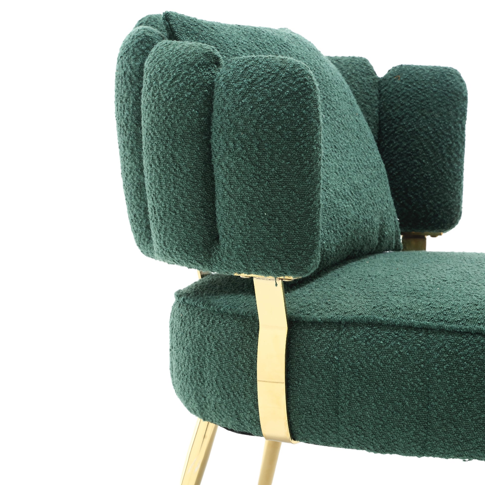 Coolmore Boucle Accent Chair Modern Upholstered Armchair Tufted Chair With Metal Frame, Single Leisure Chairs For Living Room Bedroom Emerald Boucle