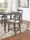 Classic Stylish Gray Natural Finish 5Pc Counter Height Dining Set Kitchen Wooden Top Table And Chairs Cushions Seats Ladder Back Chair Dining Room Gray Wood Dining Room Rectangular Dining Table With Chair Upholstered Chair Wood Natural Grey Ladder Back