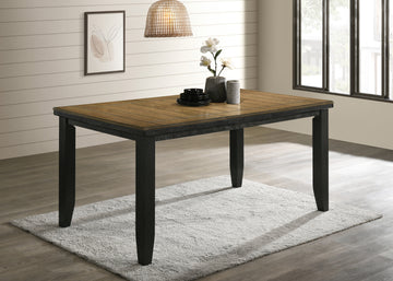 1Pc Contemporary Style Dining Rectangular Table With18" Leaf Tapered Block Feet Wheat Charcoal Finish Dining Room Solid Wood Wooden Furniture Charcoal Seats 6 Dining Room Contemporary Rectangular Wood