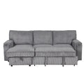 Upholstery Sleeper Sectional Sofa With Storage Bags And 2 Cup Holders On Arms Gray Wood Cushion Back Square Arms Polyester 3 Seat