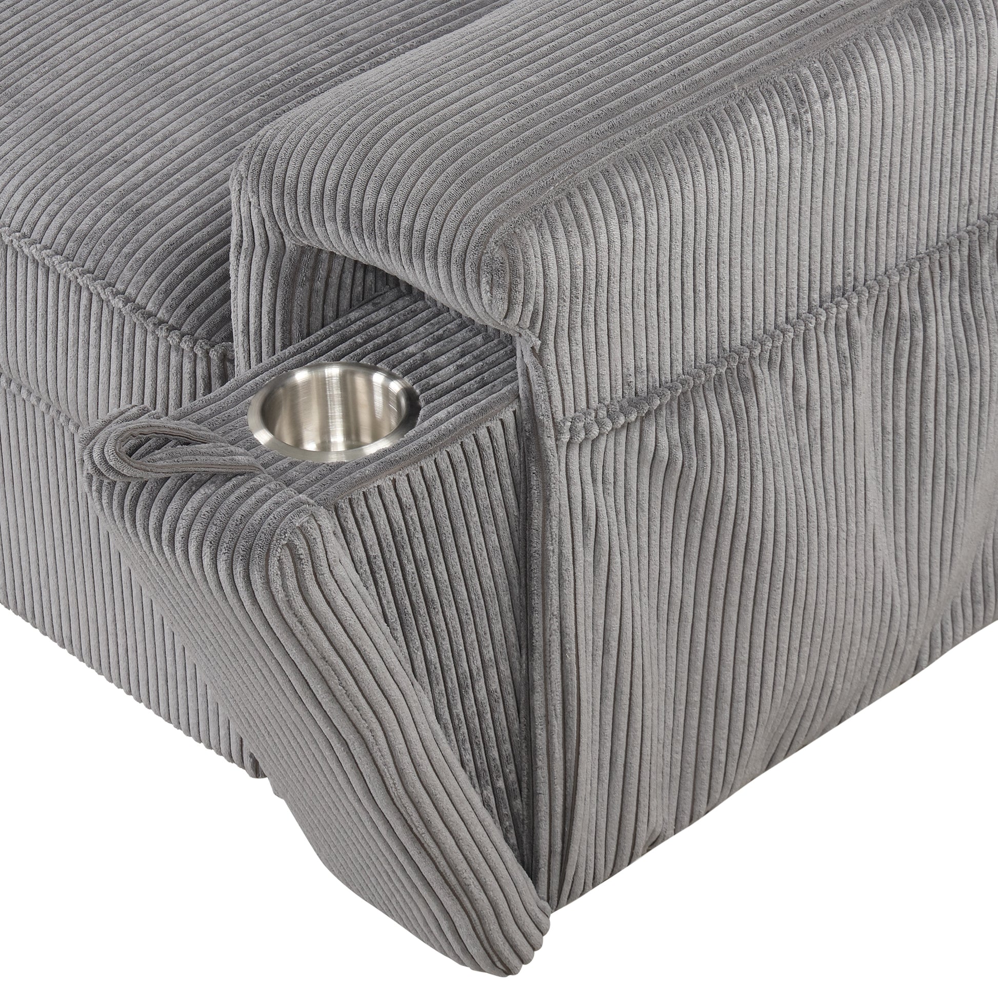 Upholstery Sleeper Sectional Sofa With Storage Bags And 2 Cup Holders On Arms Gray Wood Cushion Back Square Arms Polyester 3 Seat