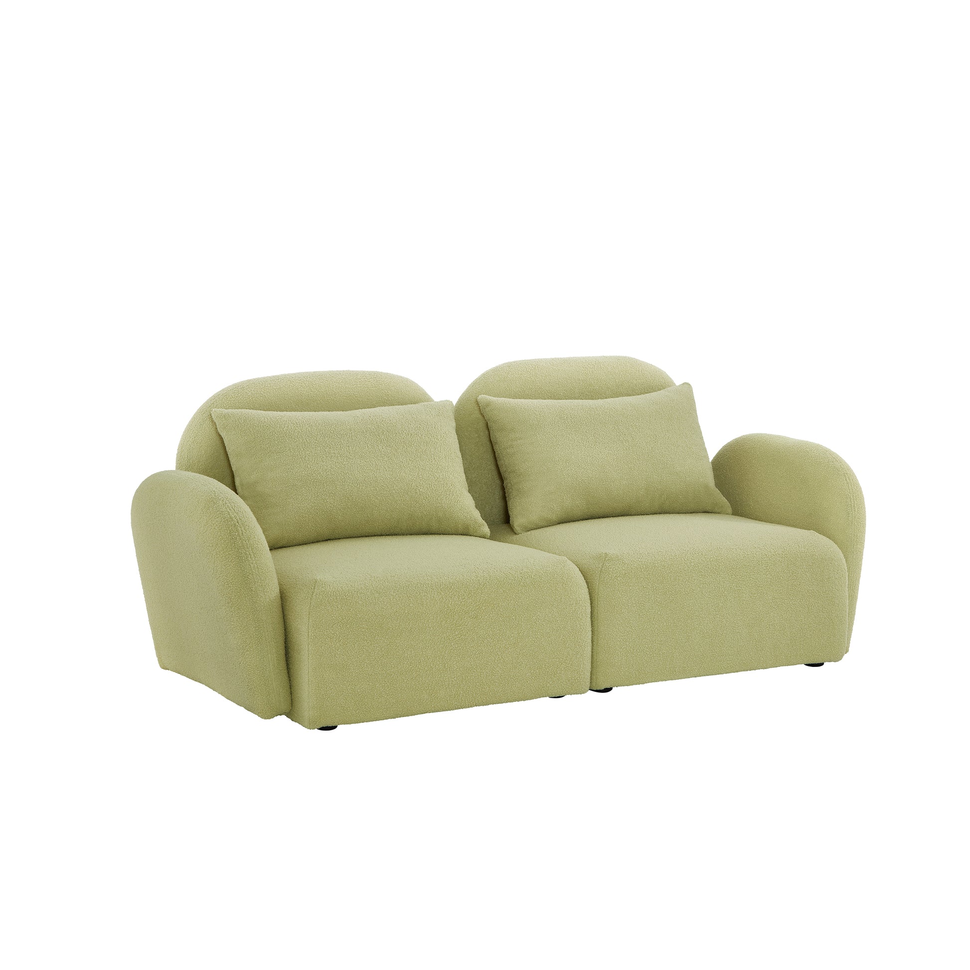 Living Room Furniture Lazy Sofa Loveseat Teddy Fabric Light Green Light Green Foam Teddy