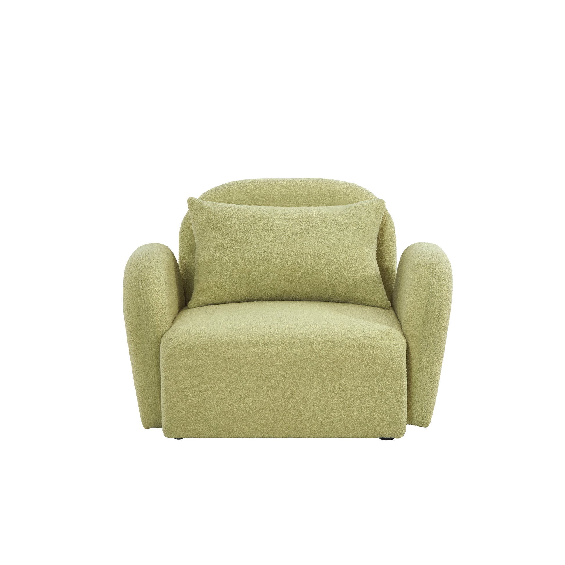 Living Room Furniture Lazy Sofa Chair Teddy Fabric Light Green Light Green Foam Teddy