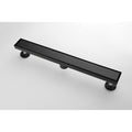 28 Inches Linear Shower Drain, Included Hair Strainer And Leveling Feet Matt Black Stainless Steel
