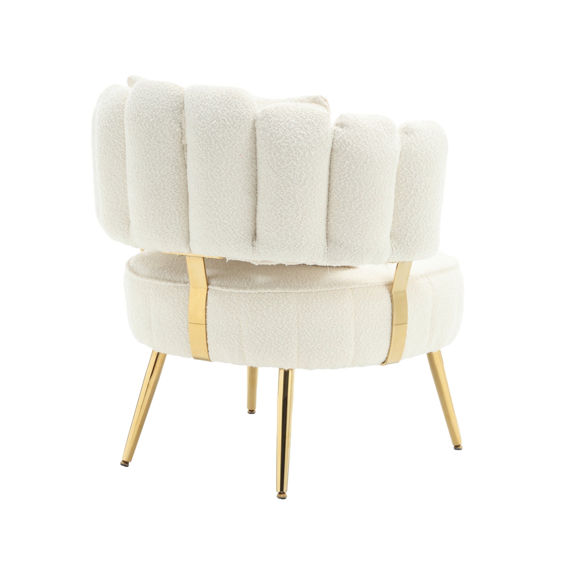 Coolmore Boucle Accent Chair Modern Upholstered Armchair Tufted Chair With Metal Frame, Single Leisure Chairs For Living Room Bedroom Beige Boucle