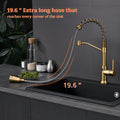 Touchless Kitchen Faucet,Hands Free Automatic Smart Kitchen Faucet Brushed Gold Kitchen Contemporary Ceramic Brass