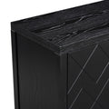 4 Door Retro Sideboard With Adjustable Shelves, Two Large Cabinet With Long Handle, For Living Room And Dining Room Black Black Mdf