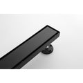 28 Inches Linear Shower Drain, Included Hair Strainer And Leveling Feet Matt Black Stainless Steel