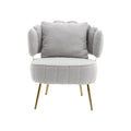 Coolmore Boucle Accent Chair Modern Upholstered Armchair Tufted Chair With Metal Frame, Single Leisure Chairs For Living Room Bedroom Gray Boucle